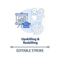 Upskilling and reskilling light blue concept icon. Learning approach abstract idea thin line illustration. Competencies. Isolated outline drawing. Editable stroke. vector