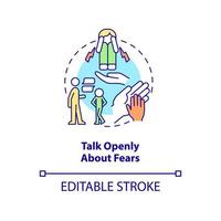 Talk openly about fears concept icon. Support kids. Helping child abstract idea thin line illustration. Isolated outline drawing. Editable stroke. vector