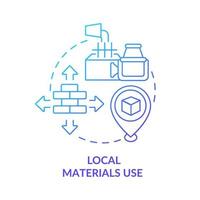 Local materials use blue gradient concept icon. green gradient urbanism basis abstract idea thin line illustration. Ecological building. Isolated outline drawing. vector