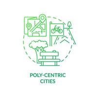 Poly-centric cities green gradient concept icon. Urban development principle abstract idea thin line illustration. Metropolitan system. Isolated outline drawing. vector