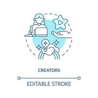 Creators turquoise concept icon. Content creation. Creator economy stakeholder abstract idea thin line illustration. Isolated outline drawing. Editable stroke. vector