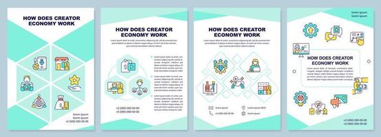 How does creator economy work brochure template. Leaflet design with linear icons. Editable 4 vector layouts for presentation, annual reports.