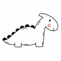 Cute dinosaur on white background. Character for children coloring book. Dino. Vector doodle illustration.