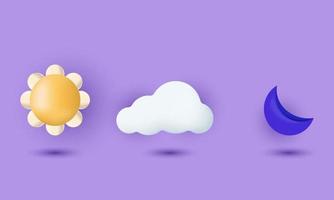 unique realistic set weather icons forecast 3d design isolated on vector