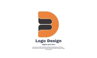 unique elegant D logo initial orange color symbol design isolated on vector