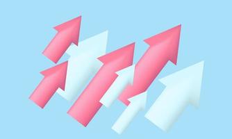 unique realistic red blue arrows pointing growth 3d concept isolated on vector