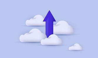 unique realistic growth business icon arrows clouds 3d concept isolated on vector