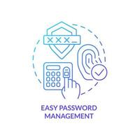 Easy password management blue gradient concept icon. Biometric authentication benefit abstract idea thin line illustration. Reducing risks. Isolated outline drawing. vector