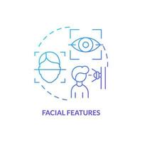 Facial features blue gradient concept icon. Biometric identification technology abstract idea thin line illustration. Face recognition. Isolated outline drawing. vector