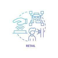 icono de concepto de degradado azul minorista. aplicación de tecnología biométrica idea abstracta ilustración de línea delgada. comercio electrónico medidas de seguridad. dibujo de contorno aislado. vector