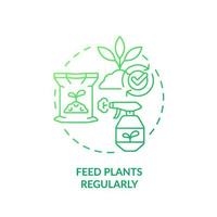 Feed plants regularly green gradient concept icon. Improve and boost growing. Gardening tip abstract idea thin line illustration. Isolated outline drawing. vector