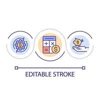 Budget planning loop concept icon. Saving money abstract idea thin line illustration. Calculating monthly expenses. Financial management. Isolated outline drawing. Editable stroke. vector