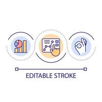 Statistical analysis loop concept icon. Business management abstract idea thin line illustration. Data analytics. Decision making prediction. Isolated outline drawing. Editable stroke. vector