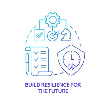 Build resilience for future blue gradient concept icon. Supply chain. Immediate attention area abstract idea thin line illustration. Isolated outline drawing. vector