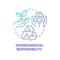 Environmental responsibility blue gradient concept icon. Type of CSR abstract idea thin line illustration. Integrating sustainability. Isolated outline drawing. vector