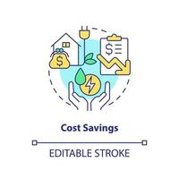 Cost savings concept icon. Power conservation. Energy efficiency benefit abstract idea thin line illustration. Isolated outline drawing. Editable stroke. vector