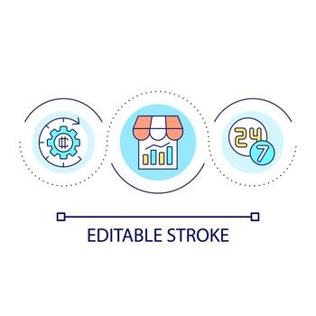 Crypto trading loop concept icon. Continually service. Digital currency store. E commerce abstract idea thin line illustration. Isolated outline drawing. Editable stroke. vector