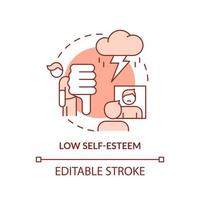 Low self esteem terracotta concept icon. Compare issue. Downside of social media abstract idea thin line illustration. Isolated outline drawing. Editable stroke. vector