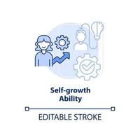 Self-growth ability light blue concept icon. Top soft skill in workplace abstract idea thin line illustration. Development. Isolated outline drawing. Editable stroke. vector