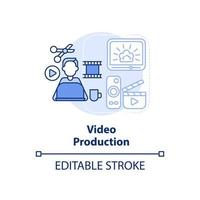 Video production light blue concept icon. In demand skill for freelancing abstract idea thin line illustration. Isolated outline drawing. Editable stroke. vector