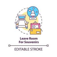 Leave room for souvenirs concept icon. Adventure keepsake. Road trip advice abstract idea thin line illustration. Isolated outline drawing. Editable stroke. vector