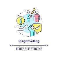 Insight selling concept icon. Suggesting winning strategies abstract idea thin line illustration. Decision-making process. Isolated outline drawing. Editable stroke. vector