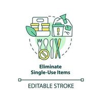 Eliminate single-use items concept icon. Transitioning into zero-waste lifestyle abstract idea thin line illustration. Isolated outline drawing. Editable stroke. vector