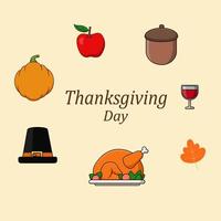 Cartoon thanksgiving element. Vector illustration