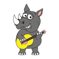 cute rhino animal cartoon illustration vector