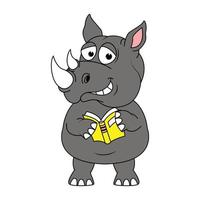 cute rhino animal cartoon illustration vector