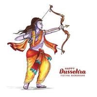 señor rama feliz dussehra festival deseos tarjeta acuarela fondo vector