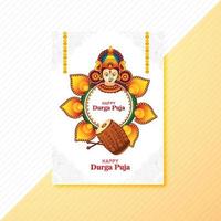 Happy durga puja india festival holiday card illustration brochure design