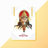 Indian festival goddess durga face holiday celebration brochure card template design