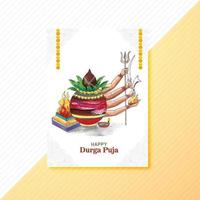 Happy durga puja religious indian festival traditional brochure card background
