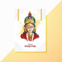 Indian festival goddess durga face holiday celebration brochure card template design vector