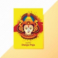 diosa durga cara en feliz durga puja subh navratri tarjeta diseño de plantilla de folleto vector