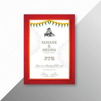 Modern indian wedding card template with venue details design vector