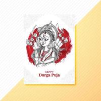 Indian festival goddess durga puja brochure template card background vector