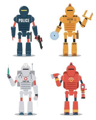 Vector robot illustration isolated on white background