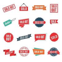 Sold out banners, labels, and signs isolated on white background vector