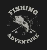 Fishing adventure with bass fish and fishing rod illustration for t shirt and other uses vector