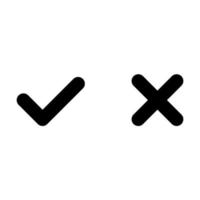 Tick and cross signs. Black checkmark OK and X icons vector. Circle symbols YES and NO button for vote, decision, web, logo, app, UI. illustration. vector