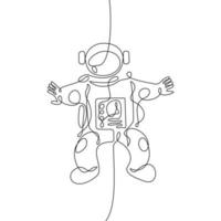 dibujo de línea continua de astronauta vector