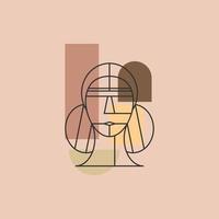 Abstract Shapes Women Face Geometric Line Art vector