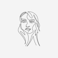 Surreal Faces Continuous Line Drawing vector