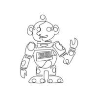 PrintSingle Continuous Line Art Illustration of Retro Sketch Robot vector