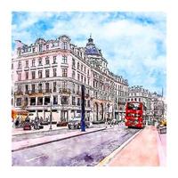 London United Kingdom Watercolor sketch hand drawn illustration vector