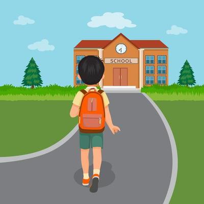 sad boy walking clipart