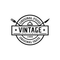 plantilla de vector de logotipo de comida y restaurante vintage