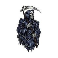Illustration grim reaper vector, hand drawn line style with digital color vector